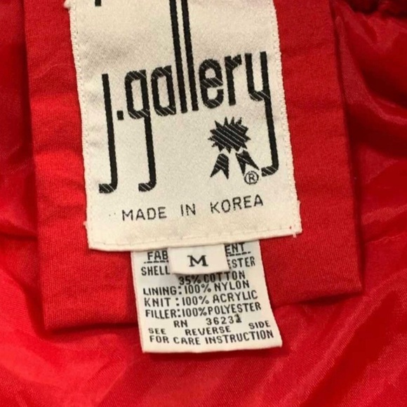 JGallery Korea Puffer Jacket Christmas Red Pockets Lined Warm Womens Size M - Picture 12 of 15
